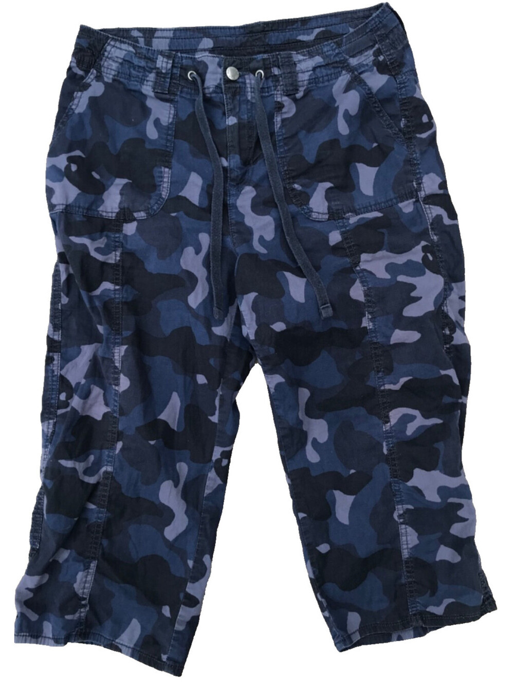 DIP Women's Sz 10 Dark Camouflage Crop Pants Lightweight 3/4 Zip Drawstring Cute